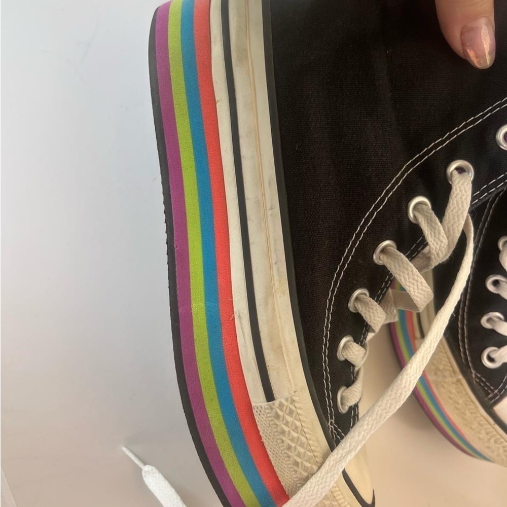 Platform Converse Black and Purple High-Top rainbow Sneakers - Picture 8 of 9